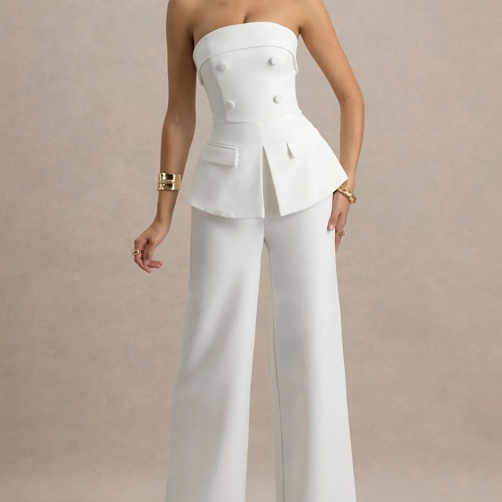 NOEMI White Bandeau Tailored Jumpsuit